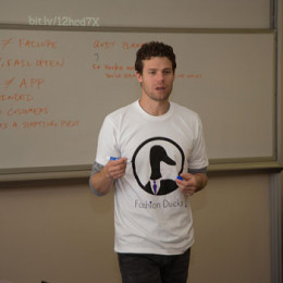 Avi Stopper talks to students in the Messy Startup class. Photo: Wayne Armstrong