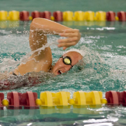 Amanda Sanders was named a Summit League swimmer of the week after her performance Saturday against Wyoming. Photo courtesy of DU Athletics
