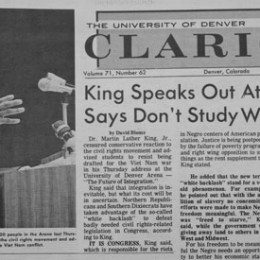 A 1967 Clarion article describes Martin Luther King's visit to campus.