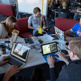 The Global Game Jam challenged teams to create a video game in 48 hours. Photo: Wayne Armstrong