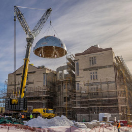 Dome raising marks a milestone in construction of new engineering building