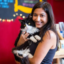 Law school grad Sana Hamelin founded the Denver Cat Cafe. Photo: Danielle Lirette